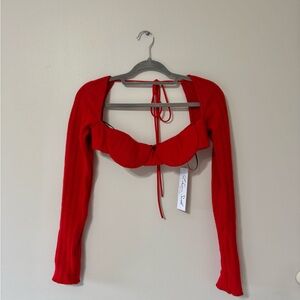 LaQuan Smith Red Backless Bra Top
